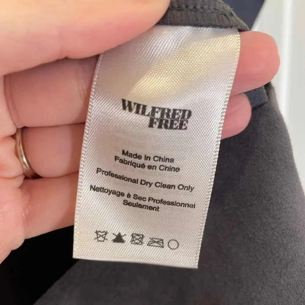 Aritzia Wilfred Free Faux Suede‎ Mini Skirt Nescher Tulip Wrap Gray Pull-On M